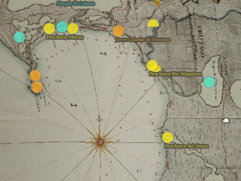 Le peschiere in una mappa del primo Ottocento