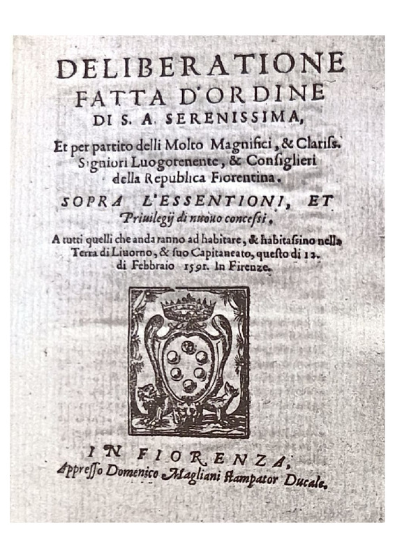 Esenzioni per chi andrà ad abitare a Livorno (1591)