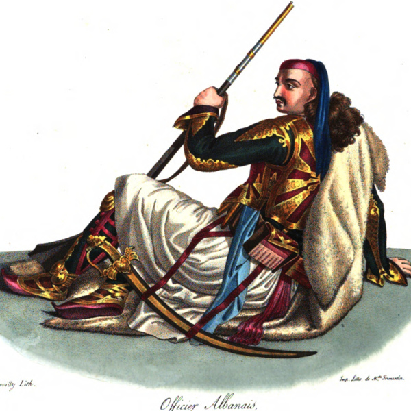 Officier Albanais, dessiné par le baron de Stackelberg